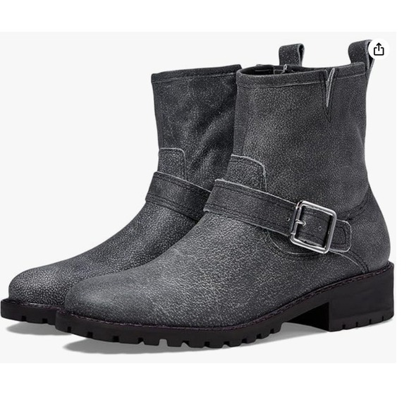 Lucky Brand Kenadie Women's Gray Leather Moto Lug Boots Ankle Booties 6.5 NEW - Picture 1 of 7